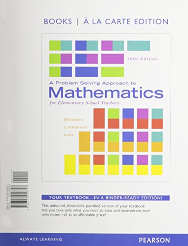 Imagen de archivo de A Problem Solving Approach to Mathematics for Elementary School Teachers, Books a la Carte Edition a la venta por BooksRun
