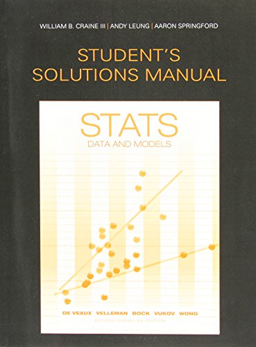 Imagen de archivo de Student Solutions Manual for Stats: Data and Models, Second Canadian Edition a la venta por Irish Booksellers