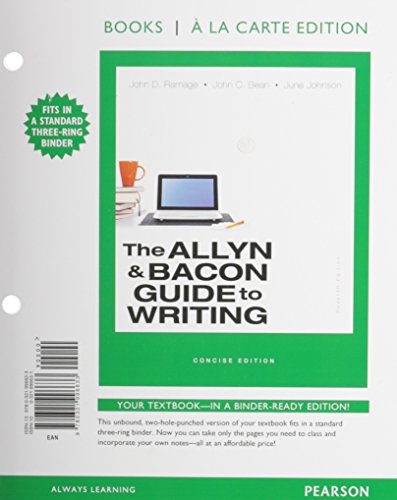 Imagen de archivo de The Allyn and Bacon Guide to Writing, Concise Edition, Books a la Carte Edition a la venta por Better World Books: West