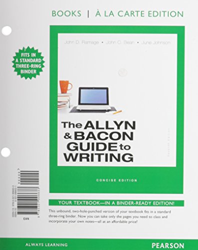 Stock image for The Allyn and Bacon Guide to Writing, Concise Edition, Books a la Carte Edition for sale by Better World Books: West