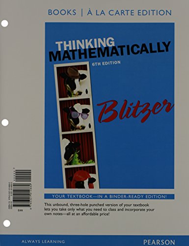 9780321999061: Thinking Mathematically, Books a la carte Edition plus MyLab Math with Pearson eText -- Access Card Package