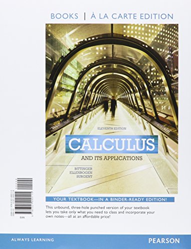 Beispielbild fr Calculus and Its Applications, Books a la Carte Edition zum Verkauf von Better World Books