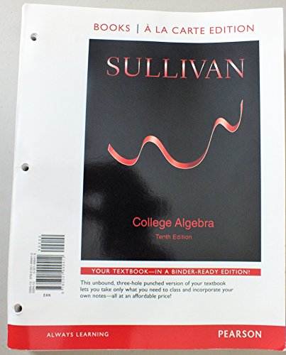 Stock image for College Algebra, Books a la Carte Edition (10th Edition) for sale by SecondSale