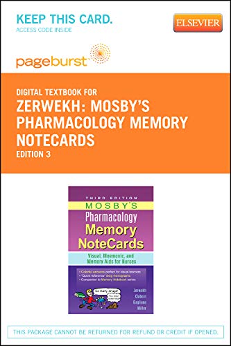 Mosby's Pharmacology Memory NoteCards - Elsevier eBook on VitalSource (Retail Access Card): "Visual, Mnemonic, and Memory Aids for Nurses" (9780323095846) by Zerwekh EdD RN, JoAnn; Claborn MS RN, Jo Carol; Gaglione MSN RN, Tom