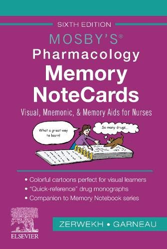 Stock image for Mosby's Pharmacology Memory note Cards: Visual, Mnemonic, & Memory Aids for Nurses for sale by BookHolders
