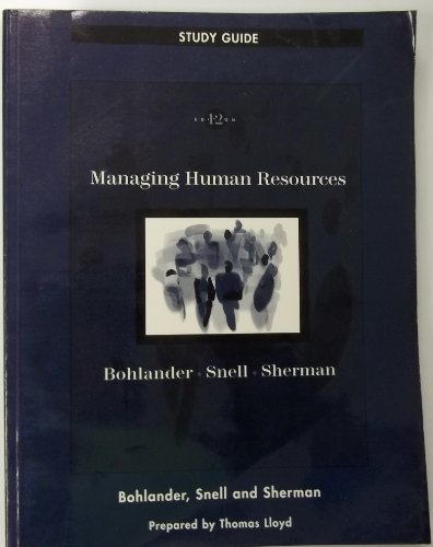 Stock image for Managing Human Resources (Study Guide) for sale by PAPER CAVALIER US