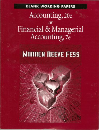 9780324051865: Blank Working Papers to accompany Accounting 20e