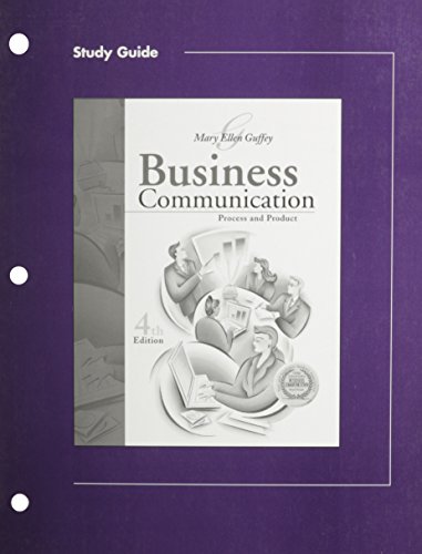 Imagen de archivo de Business Communication: Process and Product (Study Guide) a la venta por SecondSale