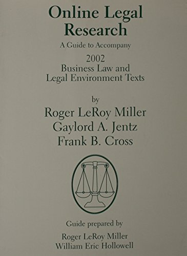 Beispielbild fr Online Legal Research: A Guide to Accompany 2002 Business Law and Legal Environment Texts zum Verkauf von BookHolders