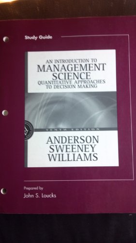 Imagen de archivo de Study Guide to accompany Introduction to Management Science: A Quantitative Approach to Decision Making a la venta por More Than Words