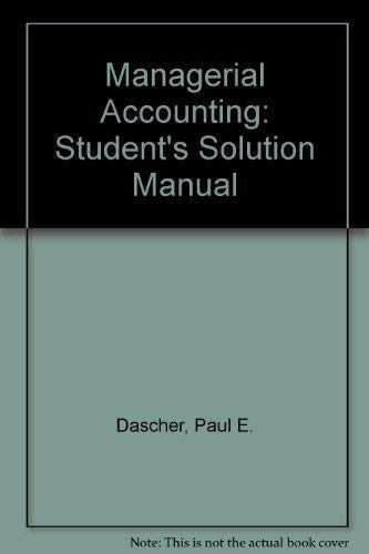 Imagen de archivo de Managerial Accounting: Student's Solution Manual a la venta por HPB-Red