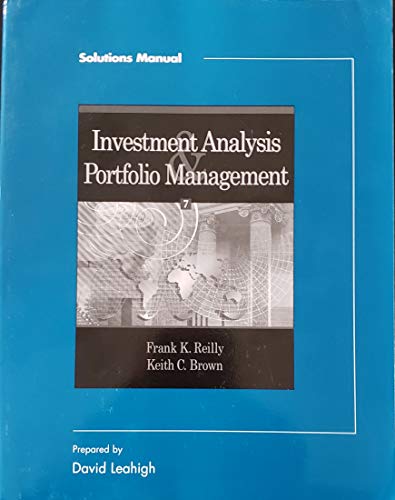 Imagen de archivo de Investment Analysis Portfolio Management Solutions Manual a la venta por Wonder Book