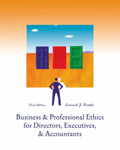 Stock image for Business and Professional Ethics : For Directors, Executives and Accountants for sale by Better World Books