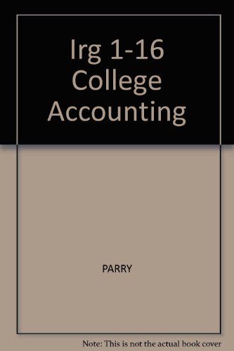 Imagen de archivo de Instructor's Resource Guide (Chapters 1-16) College Accounting a la venta por 4 THE WORLD RESOURCE DISTRIBUTORS