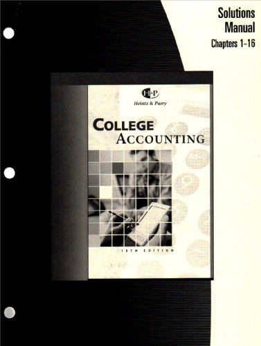 Imagen de archivo de College Accounting, Chapters 1-16, Solution Manual a la venta por Phatpocket Limited