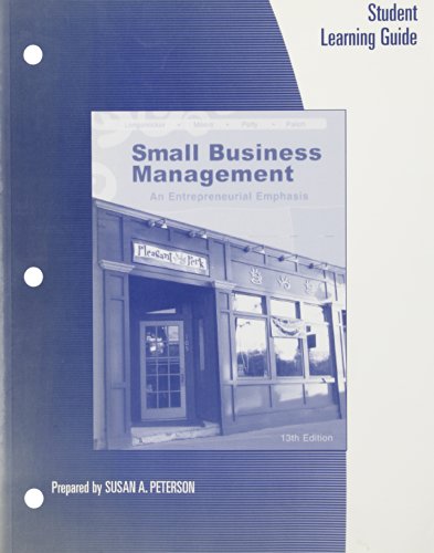 Stock image for Student Learning Guide for Longenecker/Moore/Petty/Palich's Small Business Management: An Entrepreneurial Emphasis, 13th for sale by HPB-Red