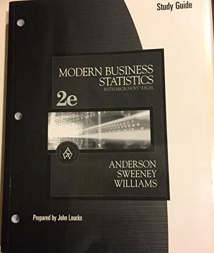 Beispielbild fr Study Guide for Anderson/Sweeney/Williams' Modern Business Statistics, 2nd zum Verkauf von BookHolders