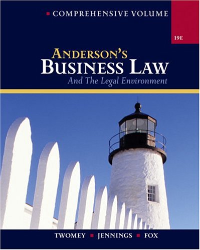 Beispielbild fr Anderson's Business Law and the Legal Environment zum Verkauf von Better World Books