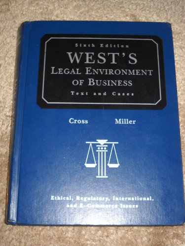 Beispielbild fr West's Legal Environment of Business: Text and Cases zum Verkauf von BooksRun