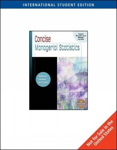 Beispielbild fr Concise Managerial Statistics, International Edition (With Cd-Rom And Infotrac), 1St Edition zum Verkauf von Romtrade Corp.