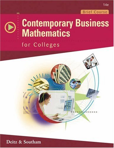 Imagen de archivo de Contemporary Business Mathematics for Colleges, Brief Edition (with CD-ROM) (Available Titles CengageNOW) a la venta por Wonder Book