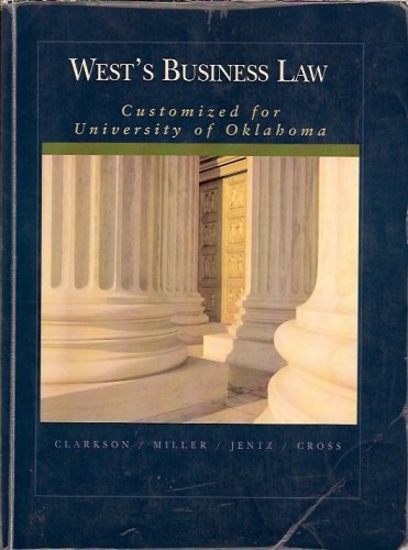 Beispielbild fr West's Business Law Custom Edition (Customized for the University of Oklahoma 10th.Ed.) zum Verkauf von HPB-Red