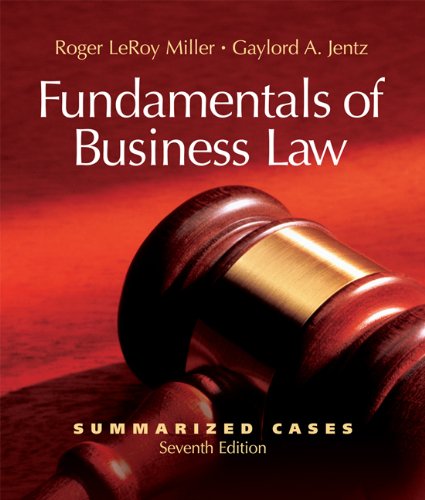 Beispielbild fr Fundamentals of Business Law Summarized Cases (with Online Legal Research Guide) zum Verkauf von dsmbooks