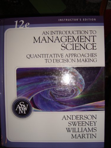 Imagen de archivo de An Introduction to Management Science: Quantitative Approaches to Decision Making (with CD-ROM and Crystal Ball Pro Printed Access Card) a la venta por BooksRun