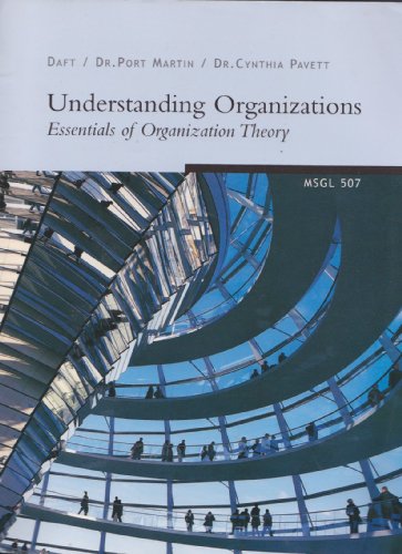 Beispielbild fr Understanding Organizations - Essentials of Organization Theory - MSGL zum Verkauf von Hawking Books