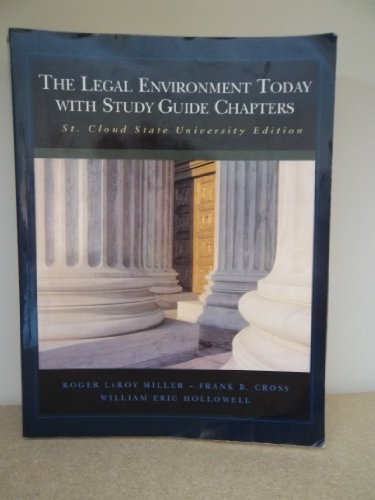 9780324550351: The Legal Environment Today with Study Guide Chapters - St. Cloud State University Edition