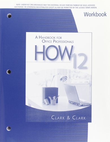 Imagen de archivo de Workbook for Clark/Clark's HOW 12: A Handbook for Office Professionals a la venta por HPB-Red