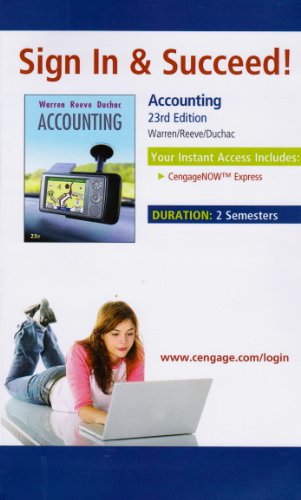 Accounting, 23rd Edition, 2-Semester Instant Access Card (9780324593983) by Carl S. Warren