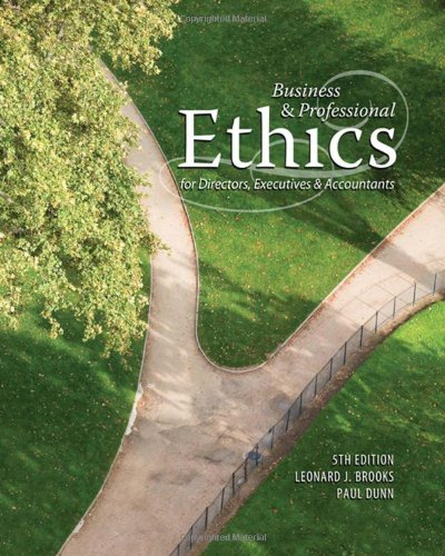 Beispielbild fr Business and Professional Ethics : For Directors, Executives and Accountants zum Verkauf von Better World Books