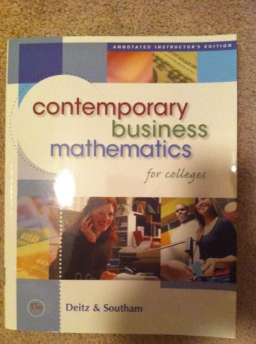 Stock image for Contemporary Business Mathmatics for colleges 15th edition ANNOTATED INSTRUCTOR'S EDITION for sale by Better World Books