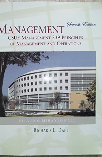 9780324628678: Mangement CSUF Management 339 Principles Of Management And Operations 7th Edition