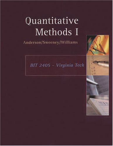 Beispielbild fr Quantitative Methods 1(Custom Virginia Tech, BIT 2405) zum Verkauf von BookHolders