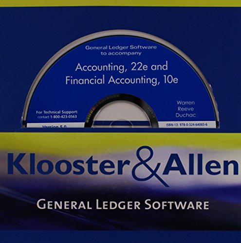 Klooster & Allenâ€™s General Ledger Software for Warren/Reeve/Duchacâ€™s Accounting, 22nd and Financial Accounting, 10th (9780324640656) by Warren, Carl S.; Reeve, James M.; Duchac, Jonathan