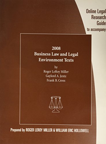 Imagen de archivo de Online Legal Research Guide to Accompany 2008 Business Law and Environment Texts a la venta por Half Price Books Inc.