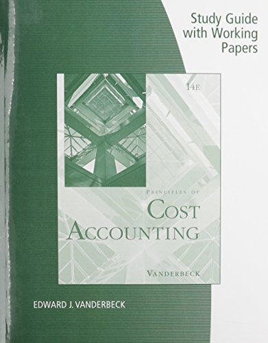 Imagen de archivo de Study Guide with Working Papers for Vanderbeck S Cost Accounting, 14th a la venta por ThriftBooks-Dallas