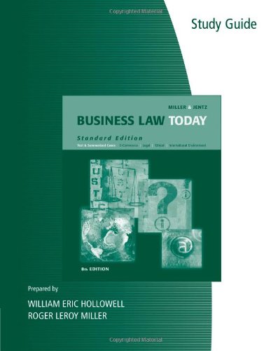Beispielbild fr Study Guide to Accompany Business Law Today: Standard Edition: Text and Summarized Cases - E-Commerce, Legal, Ethical, and International Environment zum Verkauf von ThriftBooks-Dallas
