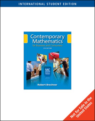 Stock image for CONTEMPORARY MATHEMATICS FOR BUSINESS AND CONSUMERS, 5TH EDITION {WITH CD-ROM} [INTERNATIONAL EDITION] for sale by Basi6 International