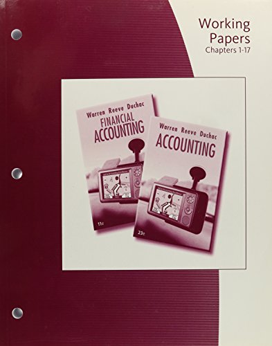 Beispielbild fr Working Papers, Chapters 1-17 for Warren/Reeve/Duchac S Accounting, 23rd and Financial Accounting, 11th zum Verkauf von ThriftBooks-Dallas