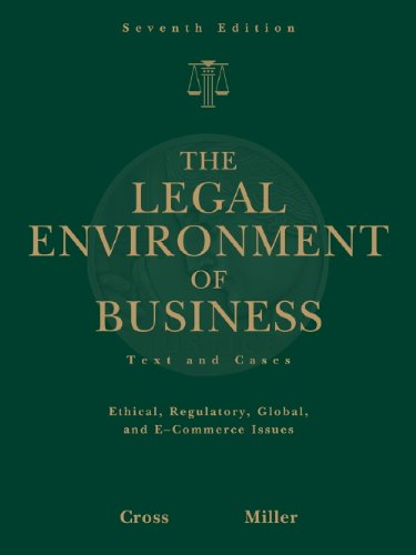 Beispielbild fr Study Guide for Cross/Miller's the Legal Environment of Business, 7th zum Verkauf von Better World Books