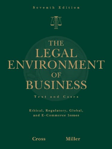 Imagen de archivo de Study Guide for Cross/Miller's the Legal Environment of Business, 7th a la venta por Better World Books