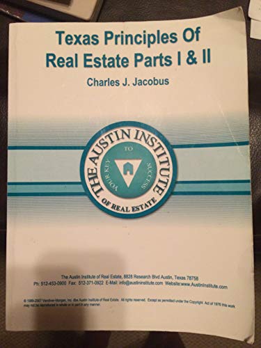 Imagen de archivo de Texas Principles of Real Estate Parts I II a la venta por Red's Corner LLC