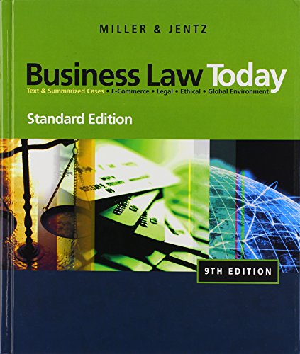 Beispielbild fr Business Law Today: Text & Summarized Cases: E-Commerce, Legal, Ethical, and Global Environment: Standard Edition (Available Titles CengageNOW) zum Verkauf von SecondSale