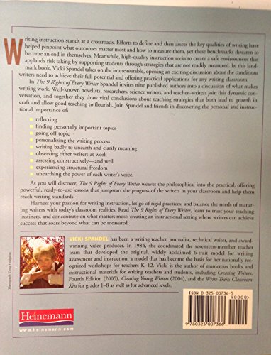 The 9 Rights of Every Writer: A Guide for Teachers (9780325007366) by Spandel, Vicki