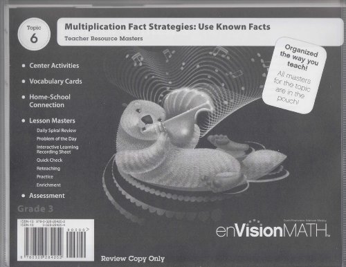 Imagen de archivo de Topic 6: Multiplication Facts: Use Known Facts enVisionMATH Grade 3 Teacher Resource Masters (Teacher's Edition) a la venta por BookHolders