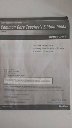 9780328734122: Reading Street, Grade K: Common Core Teacher's Edition Index (2013 Copyright)