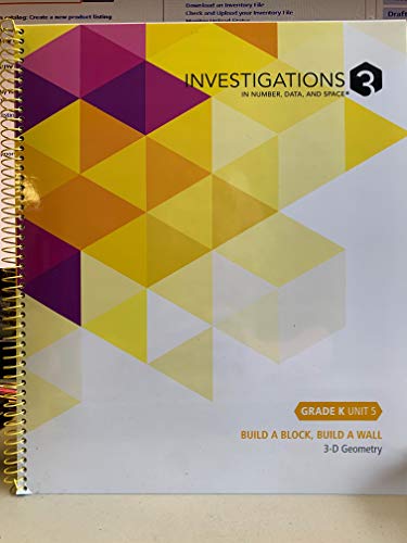 Stock image for Investigations 3 in Number, Data and Space Grade K Unit 5 Build a Block, Build a Wall! for sale by Walker Bookstore (Mark My Words LLC)